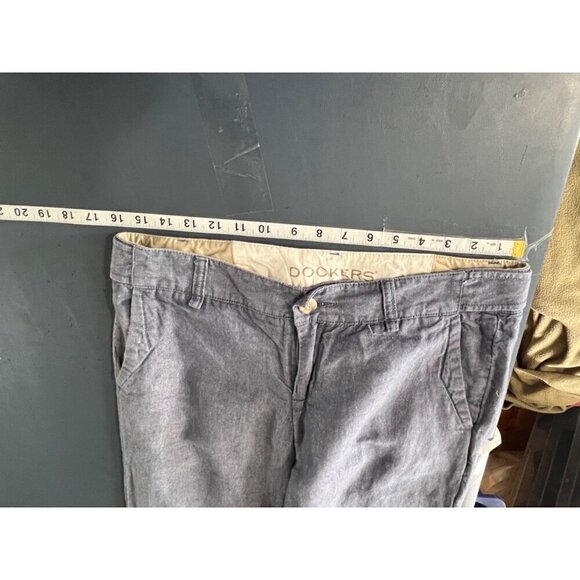 Dockers Womens Blue Linen-Blend Cropped Pants Size 8P Petite lagenlook beachy - Picture 5 of 13